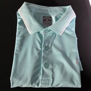Callaway Opti-Dri Golf Performance Polo Men's XL Light Teal/White Collared Shirt